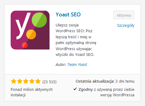 Respozytorium WordPressa - wtyczka Yoast SEO